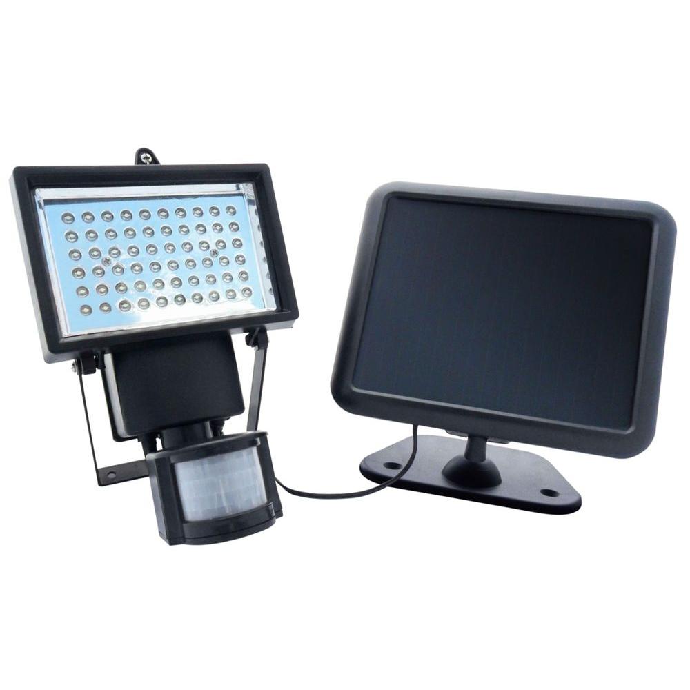 60 Integrated LED Black Outdoor Solar Powered Motion Activated Security Flood Light (22050)