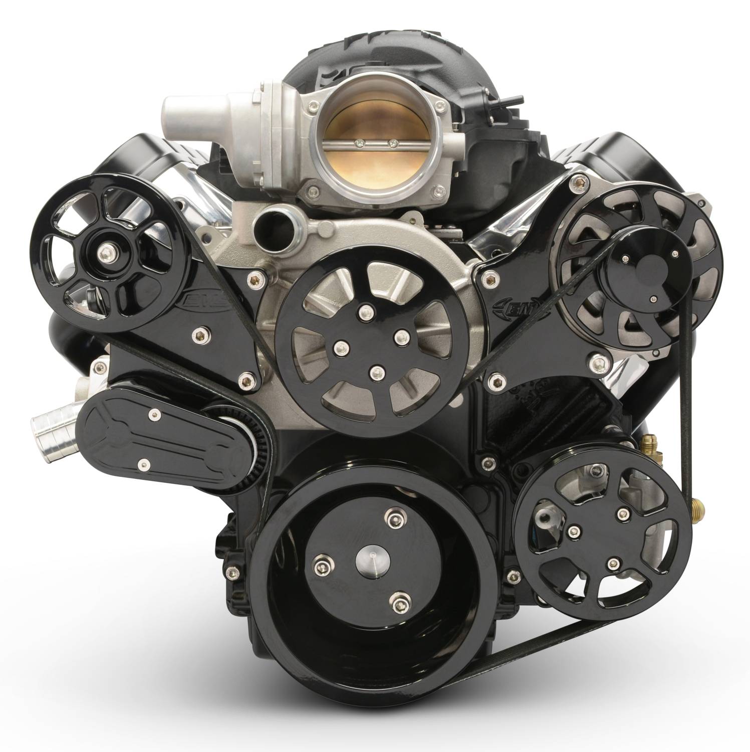 EMSMS107-18RBA - LS CHEVY ELITE S-DRIVE PLUS 8 RIB PS FOR REMOTE RESERVOIR, NO AC, ATI RACING BALANCER
