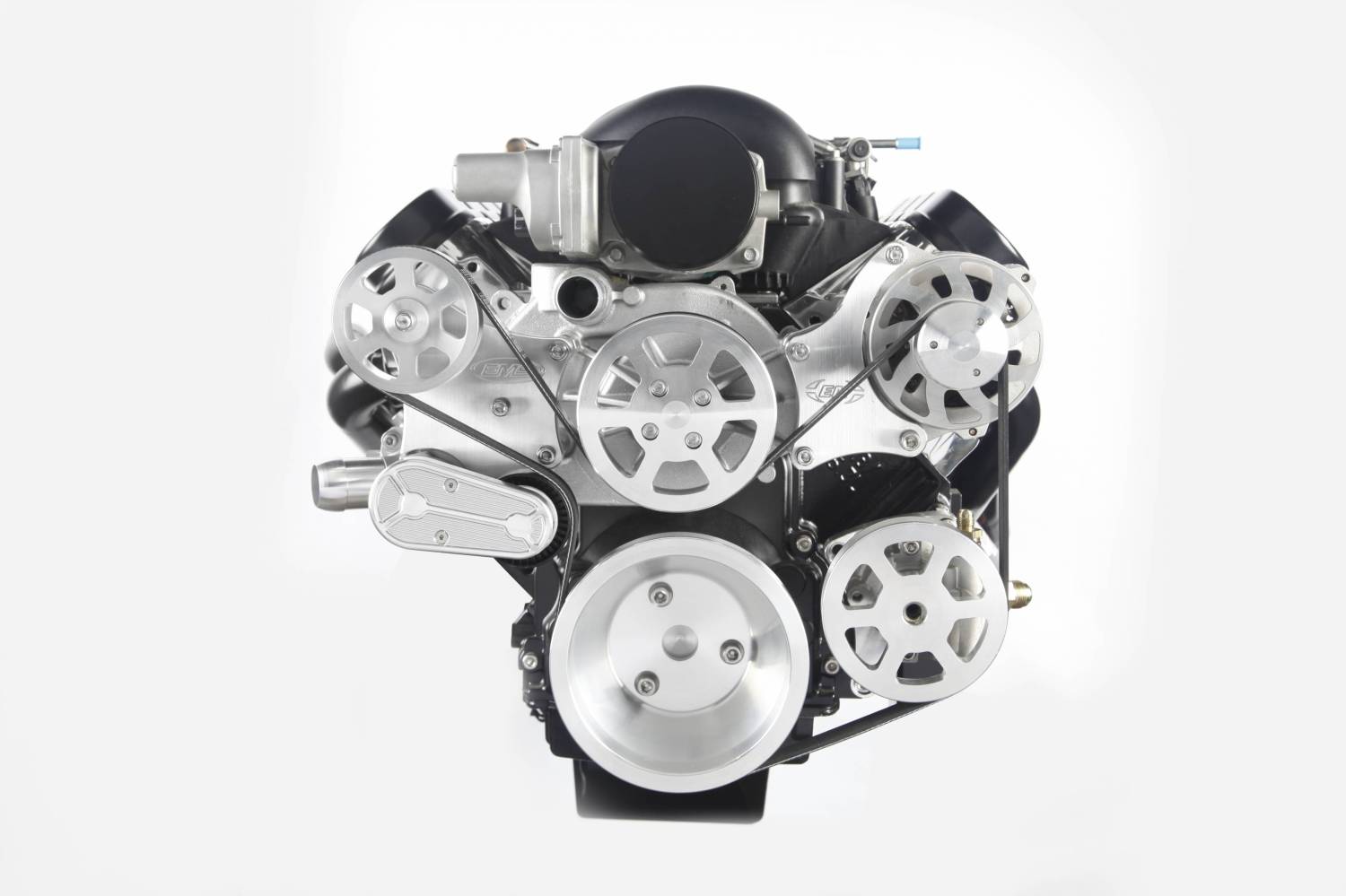 EMSMS107-18RM - LS CHEVY ELITE S-DRIVE PLUS 8 RIB PS FOR REMOTE RESERVOIR, NO AC, ATI RACING BALANCER