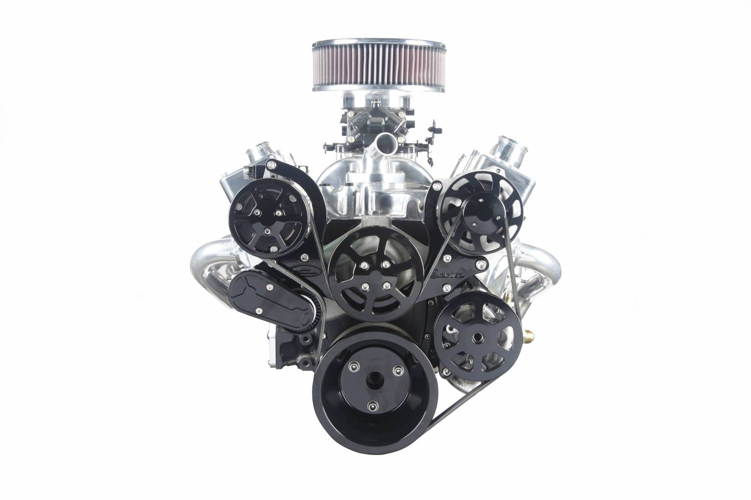 Eddie Motorsports BBC Accessory Drive 6 Rib with Alt, A/C and P/S (with pump for remote reservoir) Gloss Black MS107-RBK