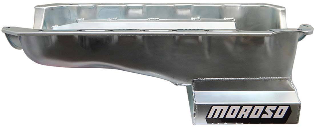 MOR20416 - Deep Sump Oil Pan; 6 Qt.; Wet Sump; Depth-8 in.; Trap Door Baffling; Windage Tray; Incl. Mag. Drain Plug; Chevy Big Block; Clear Zinc Plated