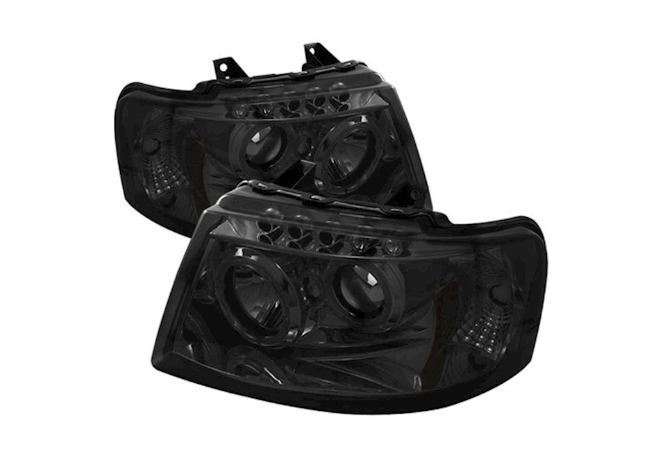 Spyder Automotive 03-06 expedition projector headlights-led halo-led ( replaceable leds )-smoke