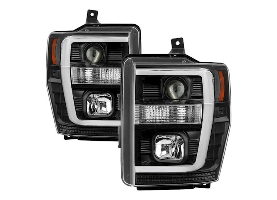 Spyder Automotive 08-10 f250/350/450 sd version 2 projector headlights-light bar drl-black