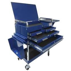 DLX SERVICE CART W/LOCKING TOP 4-DRAWERS BLUE