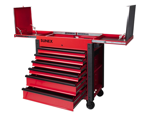 6-Drawer Slide Top Service Cart, Red