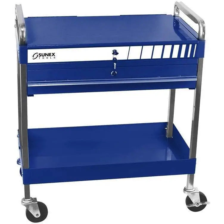 Sunex Service Cart with Locking Top and Drawer - Blue